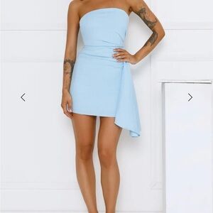 Hello Molly Strapless Light Blue Dress
